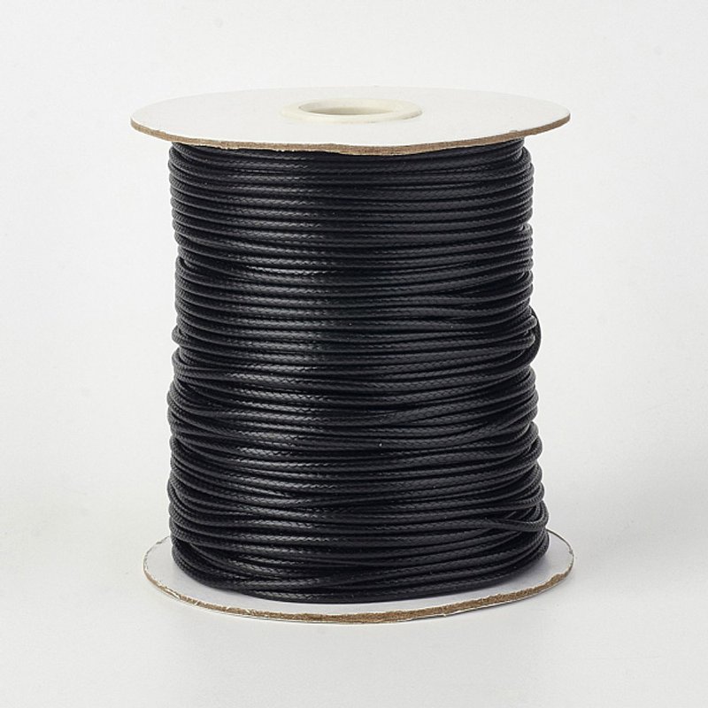 Corde en polyester ciré coréenne, noire, 0.8mm, 174.97 verges — Chaînes, fils et cordons