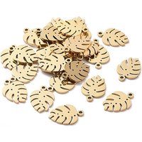 Charm Monstera en Acier Inoxydable 304 Plaqué Or 18K - Ion Plating — Breloques et pendentifs