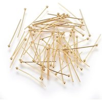 Épingles à tête boule en acier inoxydable 304, plaquées or 18K, 25x0.6mm