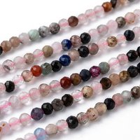 Fil de perles en pierres naturelles mélangées, facettées, rondes, 3x2-3mm — Perles à bijoux