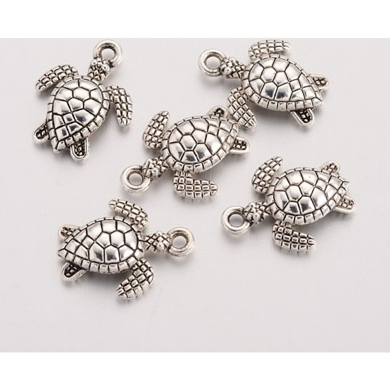 Tibetan Style Sea Turtle Zinc Alloy Charm, Antique Silver — Charms & Pendants