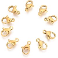 Agrafes de homard dorées en acier inoxydable 304, 10x7x3mm — Accessoires pour bijoux