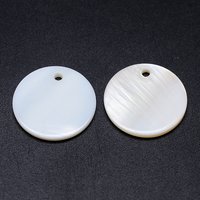 Pendants en nacre blanche naturelle, ronds plats, 20x2mm — Breloques et pendentifs