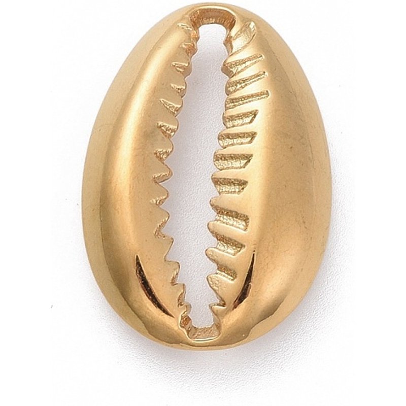304 Stainless Steel Cowrie Shell Pendant, 18K Gold Plated — Charms & Pendants