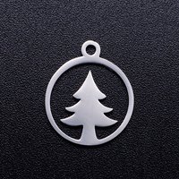 Pendentif Creux en Acier Inoxydable 304 avec Arbre de Noël — Breloques et pendentifs