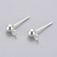 304 Stainless Steel Round Stud Earring Findings with Loop