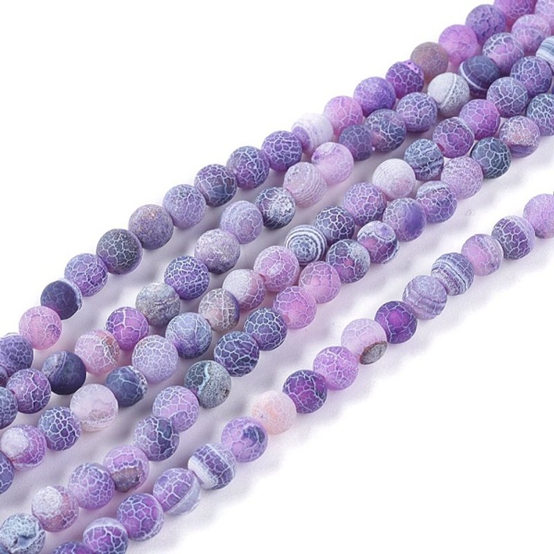 Brins de perles d'agate naturelle vieillie, teintes violettes, 6mm — Perles à bijoux