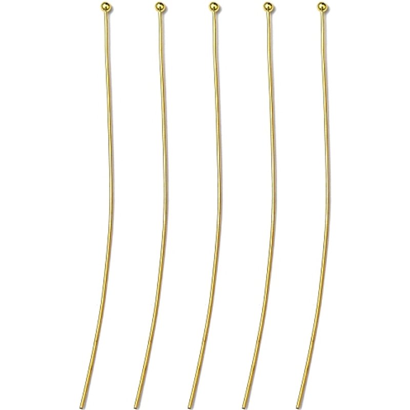 Épingles à Tête Ronde en Laiton, Dorées, 70mm de Long, 22 Gauge, 112pcs — Accessoires pour bijoux