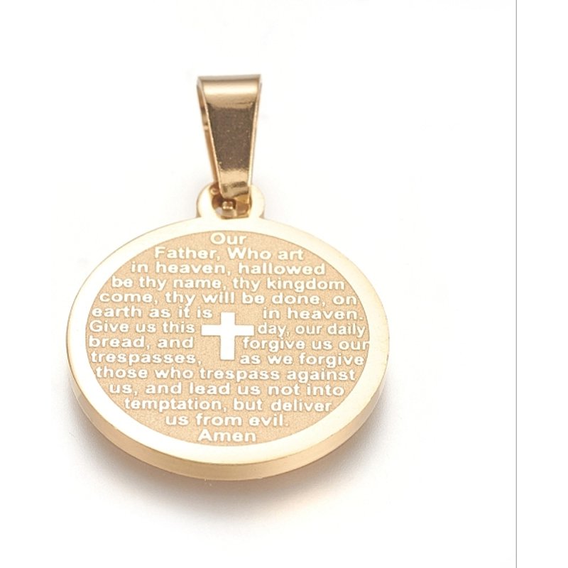 Pendentif en acier inoxydable 304 avec croix de la prière du Seigneur — Breloques et pendentifs