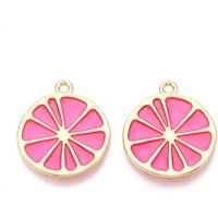 Pendants en alliage avec résine époxy en citron, doré, cerise — Breloques et pendentifs