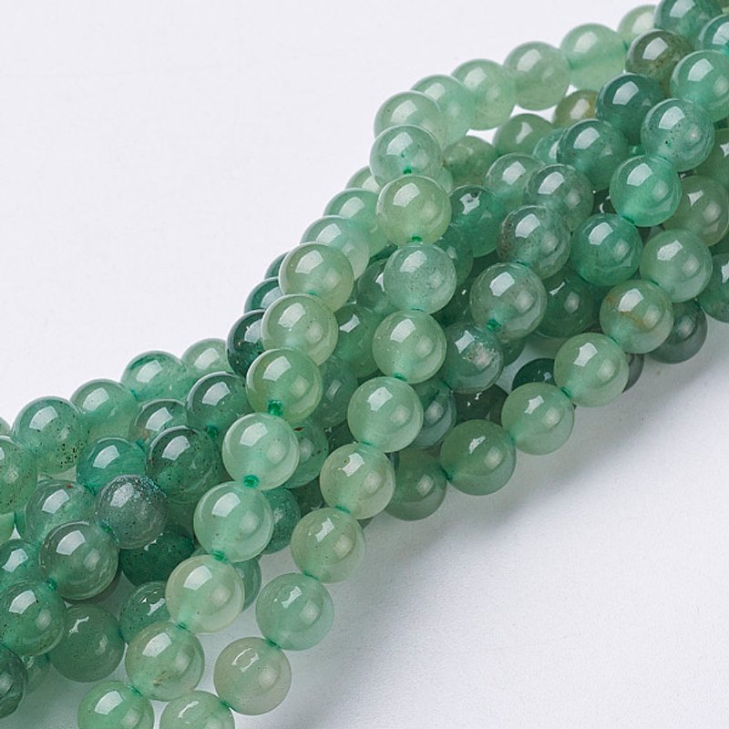 Fils de perles d'aventurine verte naturelle, rondes, 6mm, trou de 0,8mm — Perles à bijoux