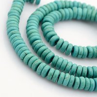 Synthetic Turquoise Heishi Beads Strands, Flat Round, 168pcs