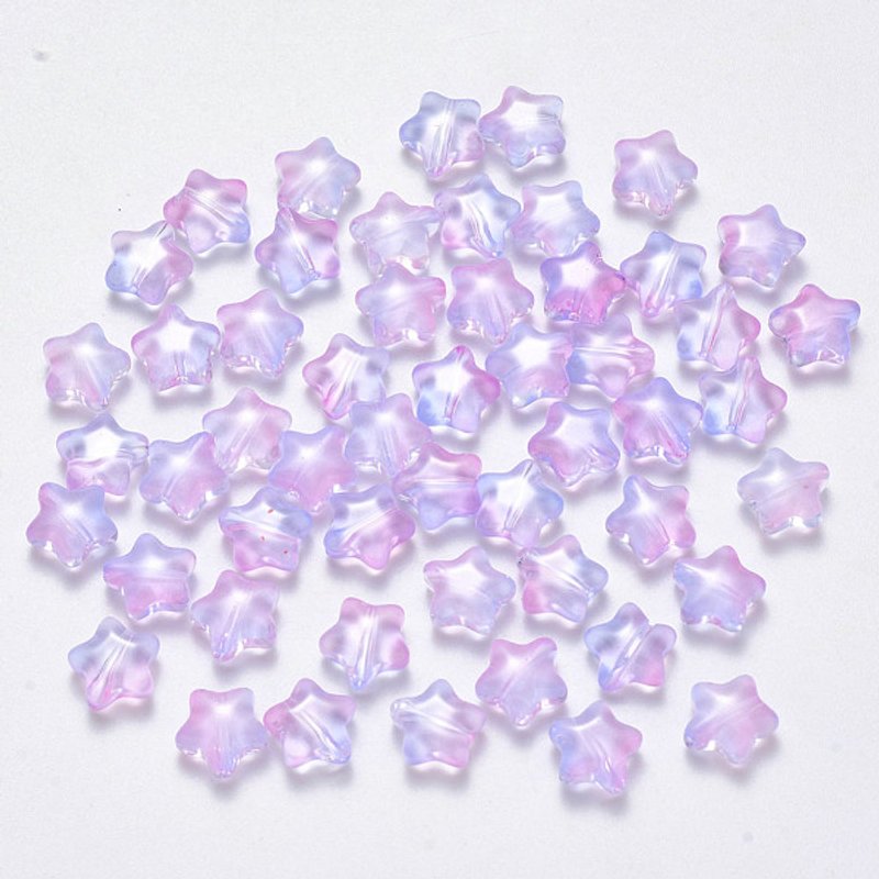 Perles en verre transparent, étoile, colorées, 8x8.5x4mm, trou : 1mm — Perles à bijoux