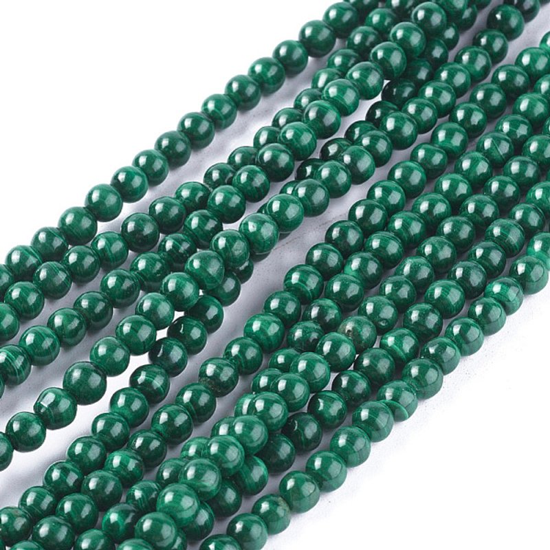 Natural Malachite Bead Strands, Round 4mm, 90pcs/strand, 15.83 inch — Jewelry Beads