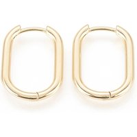 Boucles d'oreilles Huggie en laiton, ovales, plaquées or 18K