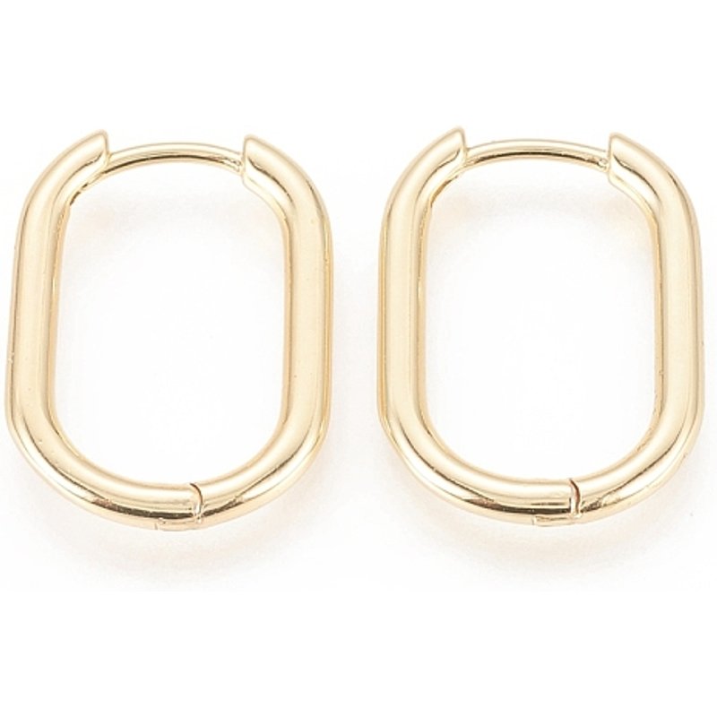 Boucles d'oreilles Huggie en laiton, ovales, plaquées or 18K — Boucles d'oreilles créoles