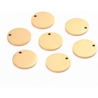 Charms en acier inoxydable 304 avec placage ionique, tag rond poli — Breloques et pendentifs