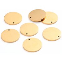 Ion Plating 304 Stainless Steel Golden Charms, Flat Round Tag