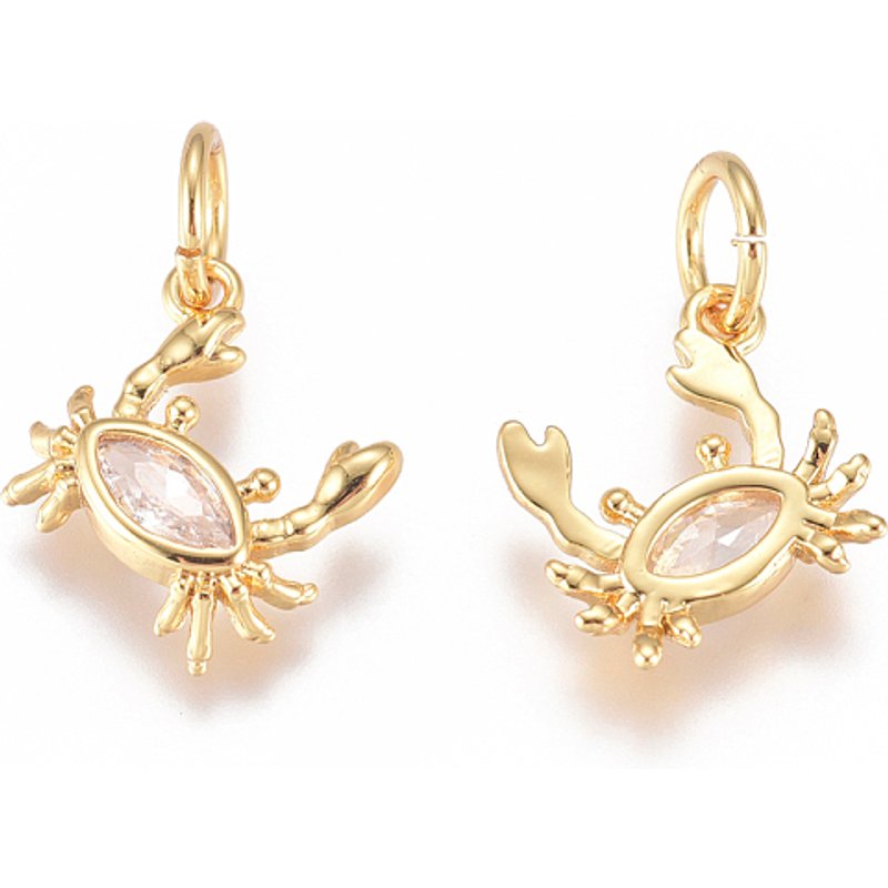Charm en laiton en forme de crabe avec zircon cubique micro pave et anneaux — Breloques et pendentifs
