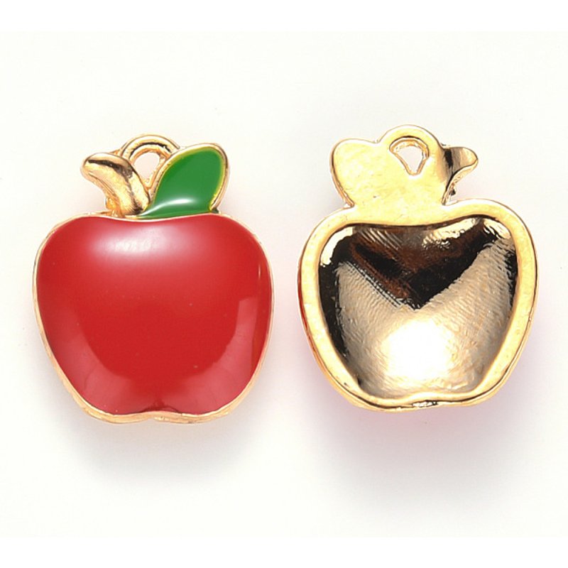 Charm en Émail en Alliage Pomme en Or Clair et Rouge — Breloques et pendentifs