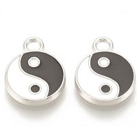 Feng Shui Yin Yang Alloy Enamel Pendant, Cadmium & Lead Free — Charms & Pendants