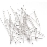 Tarnish Resistant 304 Stainless Steel Ball Head Pins 50x0.7mm — Jewelry Findings