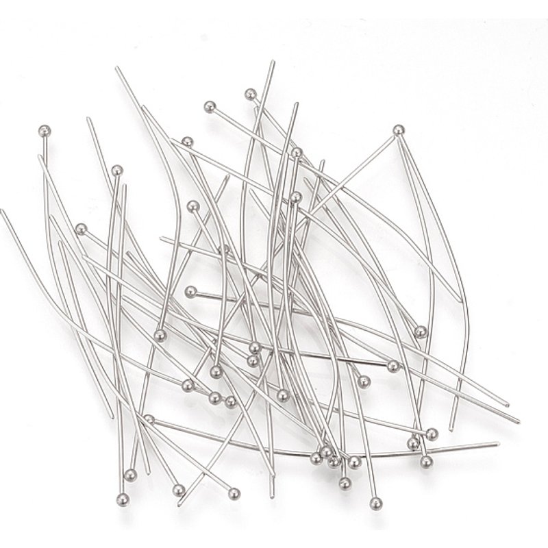 Épingles à tête boule en acier inoxydable 304 résistant aux ternissures 50x0.7mm — Accessoires pour bijoux