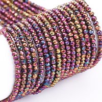 Electroplate Glass Beads Strands, Faceted Rondelle, Purple Plated — Jewelry Beads