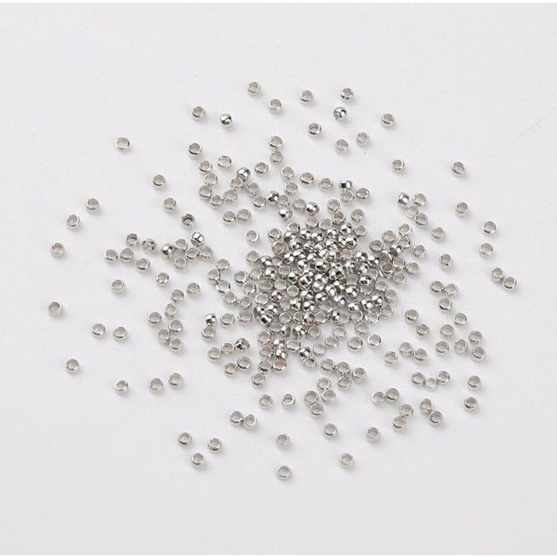 Brass Crimp Beads, Cadmium Free, Nickel Color, 2mm Diameter — Jewelry Beads