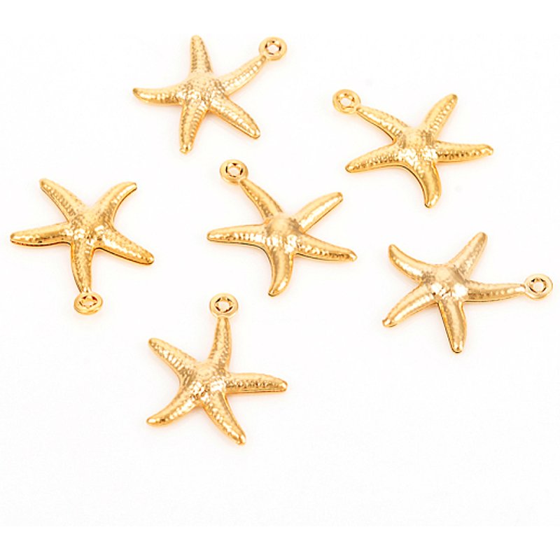 Pendentif Étoile de Mer en Acier Inoxydable 304, Doré, 17.5x15.5mm — Breloques et pendentifs