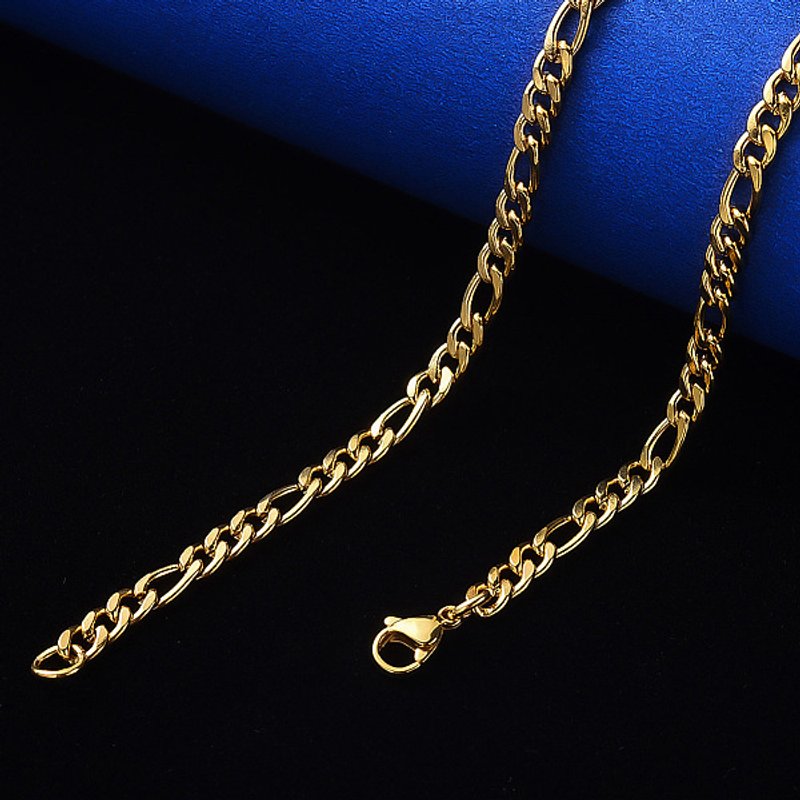 PVD Vacuum Plating 304 Stainless Steel Figaro Chain Necklace — Pendant Necklace