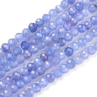 Brins de perles de tanzanite naturelle, ronds facettés, 3-3.5mm — Perles à bijoux