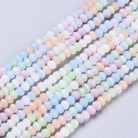 Opaque Glass Beads Strands, Faceted Rondelle, Mixed Colors