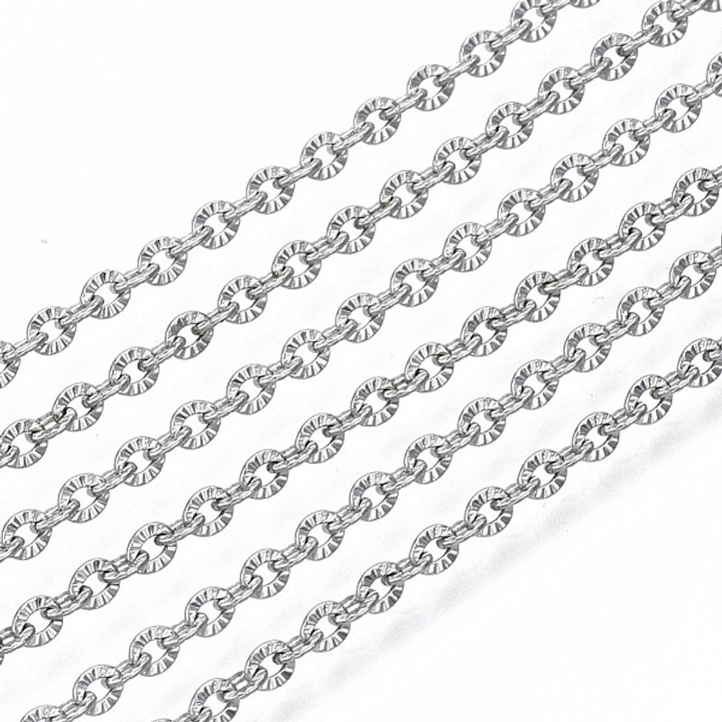 304 Stainless Steel Textured Chains with Spool, 82.02 Feet