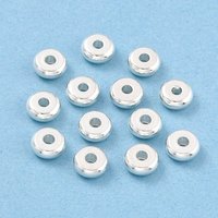 Perles séparatrices plates rondes en acier inoxydable 304, argent, 5x2mm — Perles à bijoux