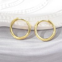 Boucles d'oreilles Huggie en laiton, plaquées or 18K, 16.5-17mm — Boucles d'oreilles créoles