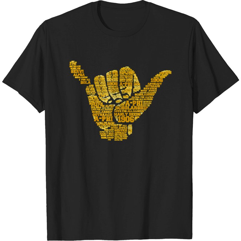 T-Shirt Alpha Fraternity Phi Hommes Alpha Frat 1906 Noir Or