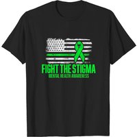 T-shirt de sensibilisation à la santé mentale Fight The Stigma avec drapeau américain — T-shirts pour hommes