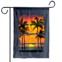Palm Tree Ocean Beach Sunset Garden Flag — Decorative Flags