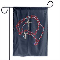 Red Rosary Beads Garden Flag featuring Holy Mary and Jesus — Decorative Flags