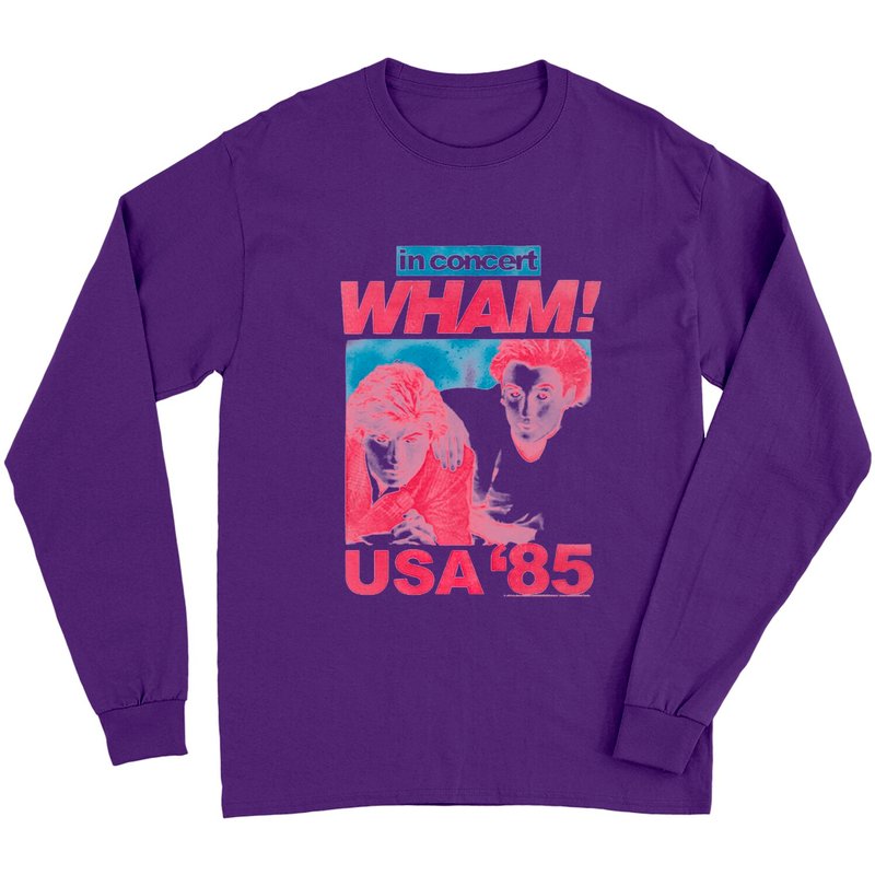 T-shirt à manches longues Wham en concert George Michael Andrew Ridgeley — T-shirts pour hommes