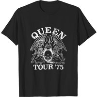 T-shirt pour hommes Queen Official Tour 75 Crest Logo — T-shirts pour hommes