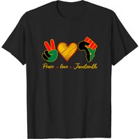 T-shirt Peace Love Juneteenth Pride Fille Noire Reine & Roi