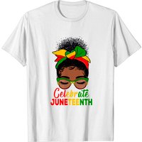 T-shirt pour hommes Juneteenth avec chignon décoiffé de femmes noires