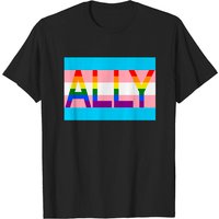 T-shirt Gay Transgenre Ally avec Drapeau de Fierté et Texte Arc-en-Ciel pour Hommes