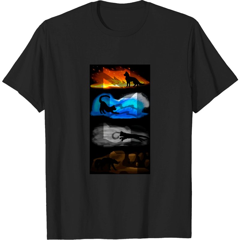T-shirt pour hommes Warrior Cats : Quatre éléments, Quatre clans — T-shirts pour hommes