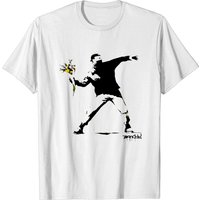 Banksy Flower Thrower T-shirt — Mens T Shirts