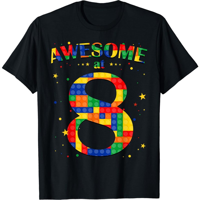 T-shirt Anniversaire Garçon 8 Ans Blocks de Construction — T-shirts pour hommes
