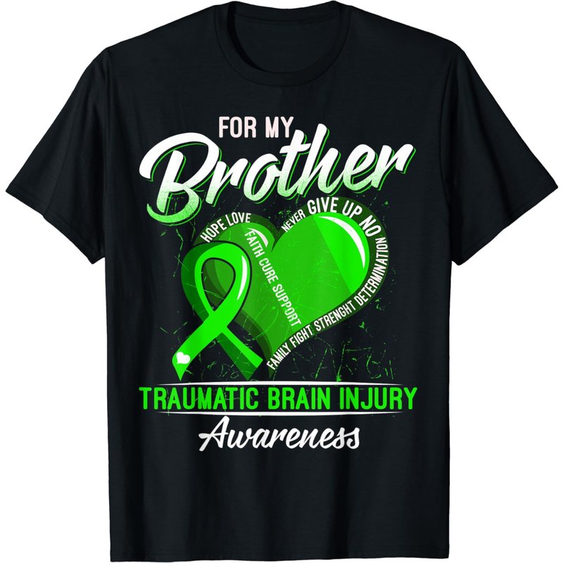 Traumatic Brain Injury Green T-Shirt for Men