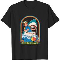 T-shirt pour hommes Stay Positive! Shark en noir — T-shirts pour hommes